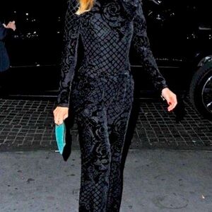 Balmain x H&M Black Velvet Burnout Silk Pants